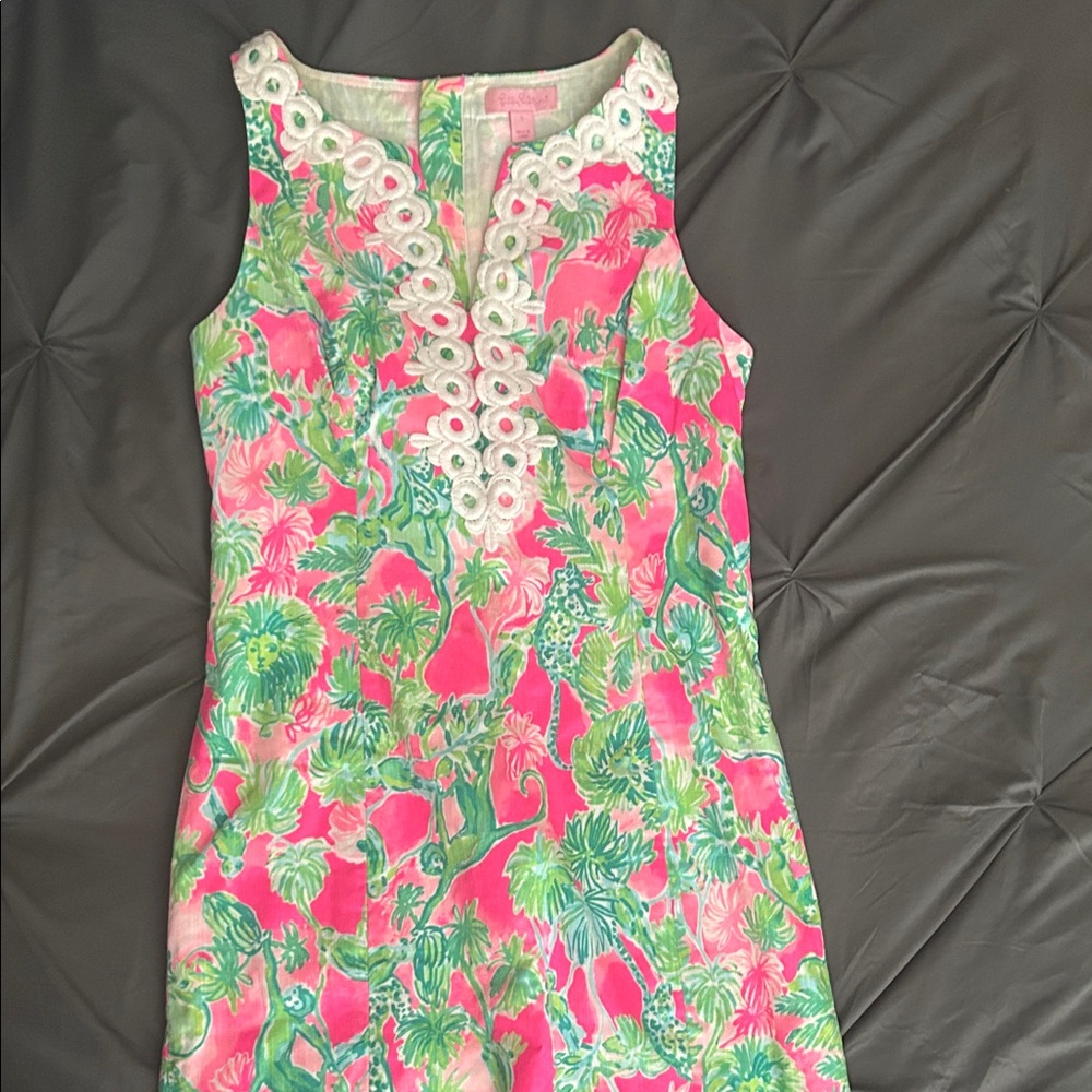 Lilly Pulitzer Pink & Green Floral Sleeveless Dress